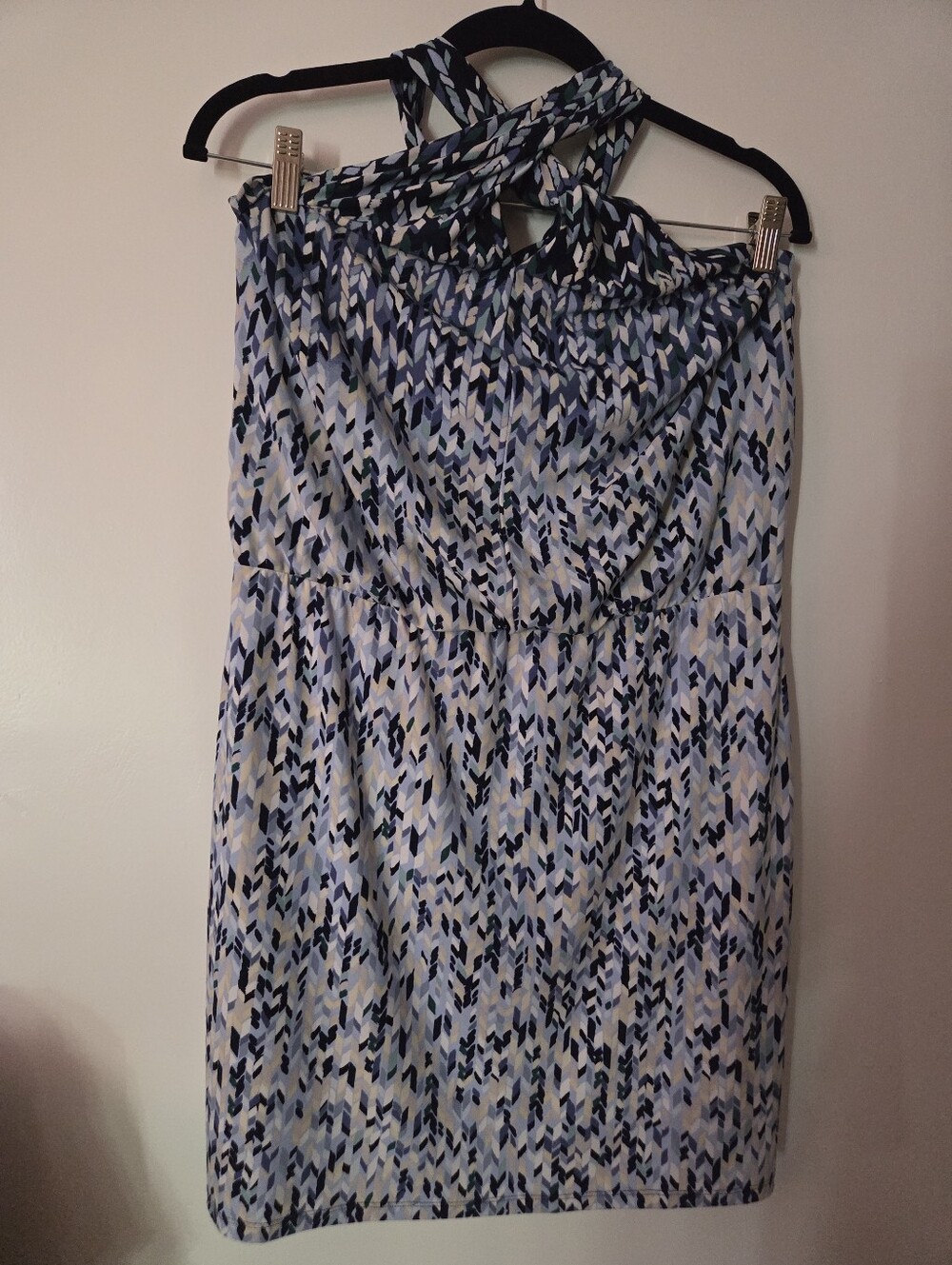 White House Black Market Blue Patterned Halter Women’s Dress